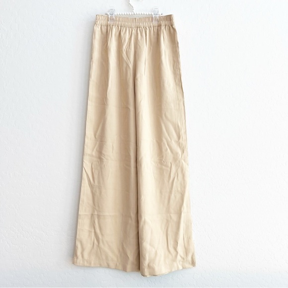 Open Edit Women's Wide Leg Pull-On Pants Beige Tan Elastic Pockets Small - Picture 4 of 6